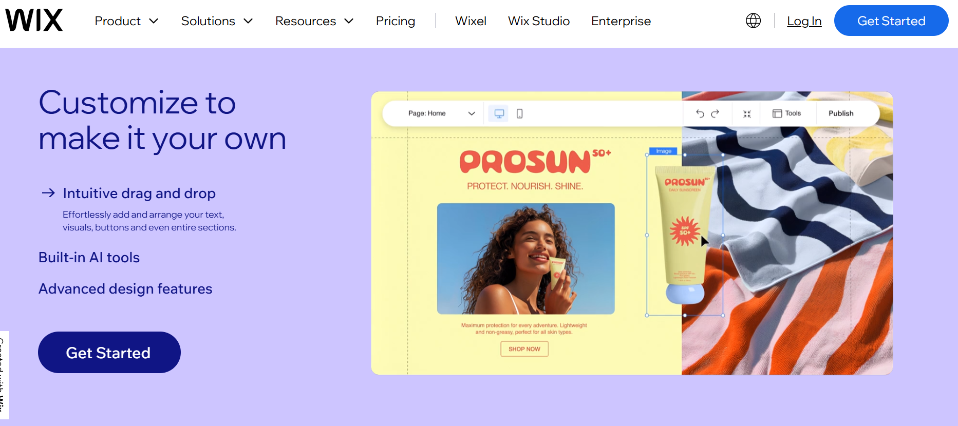 wix website interface