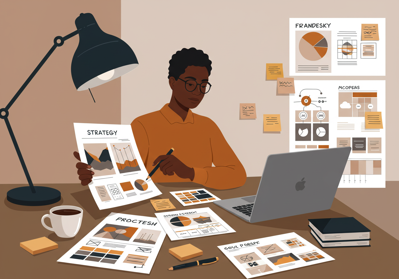 Illustration of a professional web design process from planning to launch
