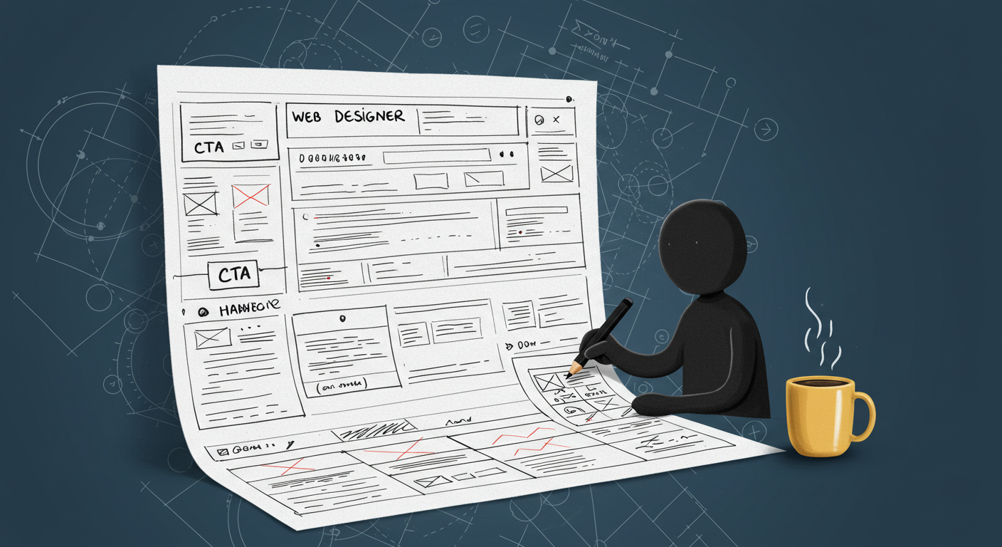 Illustration of a professional web design process from planning to launch