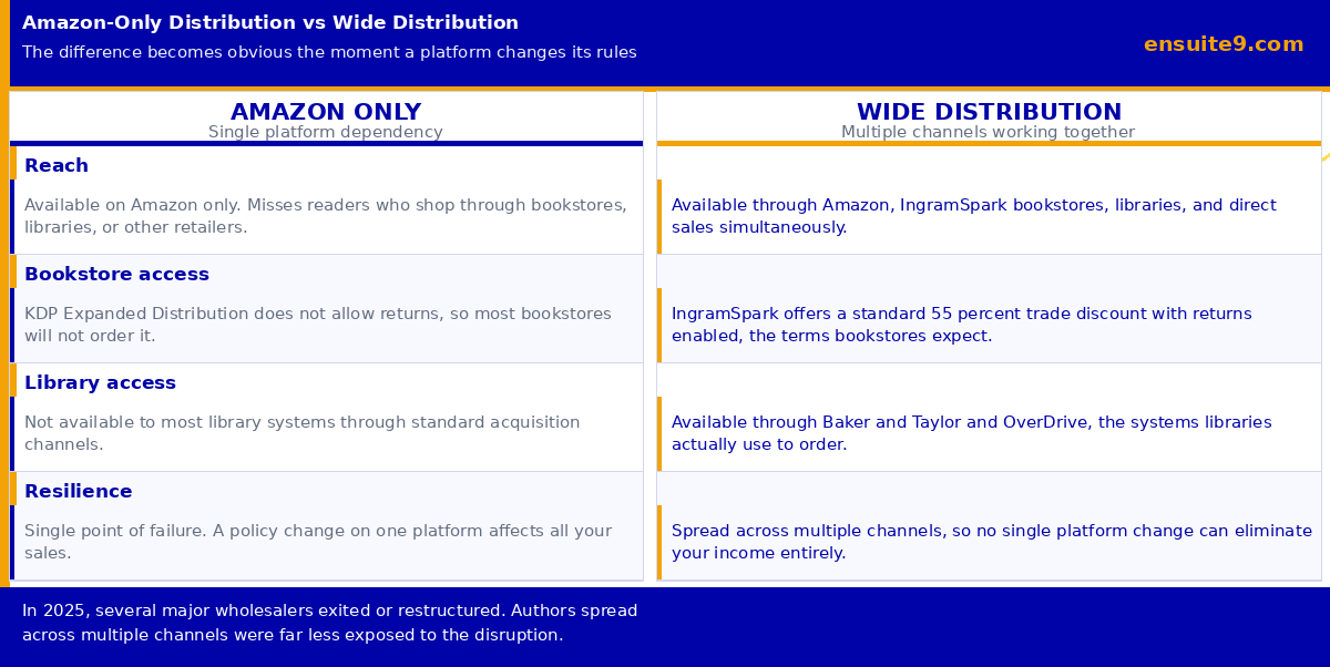 Amazon only distribution versus wide distribution comparison for self-published authors